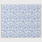 Blue and White Chinoiserie Wildflower Geschenkpapier (Flach)