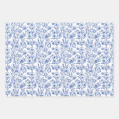 Blue and White Chinoiserie Wildflower Geschenkpapier Set (Vorderseite 3)