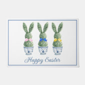 Blue and White Chinoiserie With Rabbit Topiaries Fußmatte (Vorderseite)