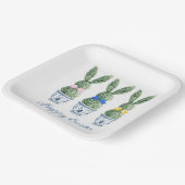 Blue and White Chinoiserie With Rabbit Topiaries Pappteller (Gewinkelt)