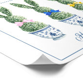 Blue and White Chinoiserie With Rabbit Topiaries Poster (Ecke)
