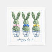 Blue and White Chinoiserie With Rabbit Topiaries Serviette (Vorderseite)