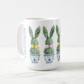 Blue and White Chinoiserie With Rabbit Topiary Kaffeetasse (Vorderseite Links)