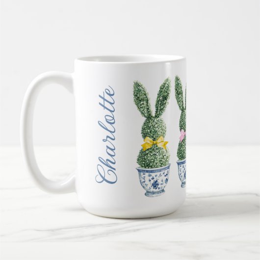 Blue and White Chinoiserie With Rabbit Topiary Kaffeetasse (Links)