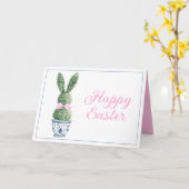 Blue and White Chinoiserie With Rabbit Topiary Karte (Gelbe Blume)