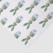 Blue and White Chinoiserie With Rabbit Topiary Seidenpapier (Detail)