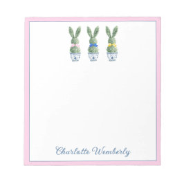 Blue and White Chinoiserie With Rabbits Topiary Notizblock