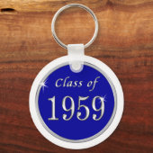 Blue and White Class of 1959 Anpassbarer Schlüssel Schlüsselanhänger (Rückseite)
