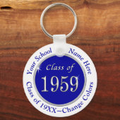 Blue and White Class of 1959 Anpassbarer Schlüssel Schlüsselanhänger (Vorderseite)