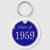 Blue and White Class of 1959 Anpassbarer Schlüssel Schlüsselanhänger (Rückseite)