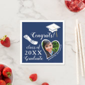 Blue and White Class of 2025 Graduate Abschluss Serviette (Beispiel)