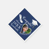 Blue and White Class of 2025 Graduate Abschluss Serviette (Ecke)