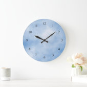 Blue and White Cloudy Day Kitchlock Wall Clock Große Wanduhr (Zuhause)