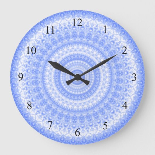 Blue and White Country Kitchen Wall Clock Große Wanduhr (Vorderseite)