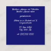 Blue and White Dahlia Blume Toile de Jouy Quadratische Visitenkarte (Rückseite)