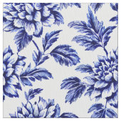 Blue and White Dahlia Blume Toile de Jouy Stoff (Nahaufnahme)