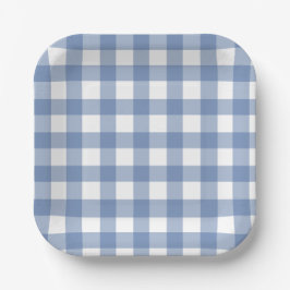 Blue and White Dainty Buffalo Check Pappteller