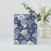 Blue and White Daisy Pattern Postkarte (Stehend Vorderseite)