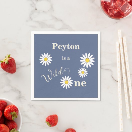 Blue and White Daisy Wild One Serviette (Beispiel)