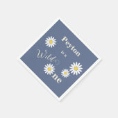 Blue and White Daisy Wild One Serviette (Ecke)
