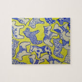 Blue and White Dala Horses Puzzle (Horizontal)