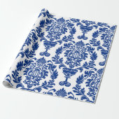 Blue and white damask patterned paper geschenkpapier (Ungerollt)