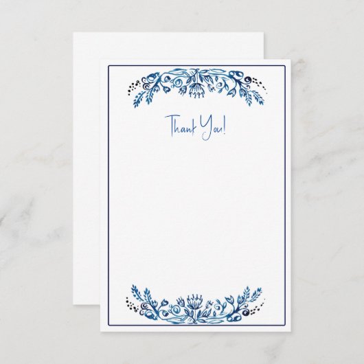 Blue and White Dankes Karten (Vorne/Hinten)