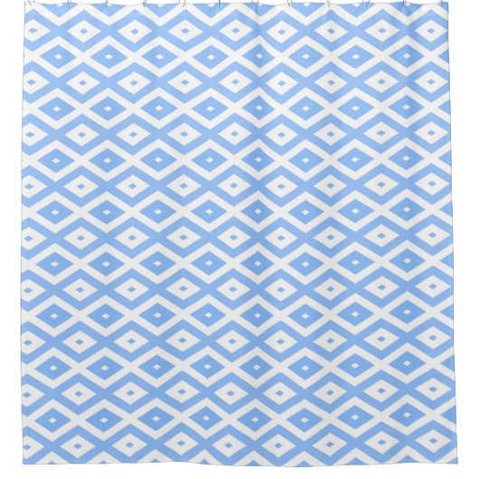 Blue and white diamond pattern duschvorhang (Vorderseite)