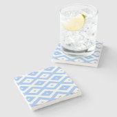 Blue and white diamond pattern steinuntersetzer (Seitenansicht)