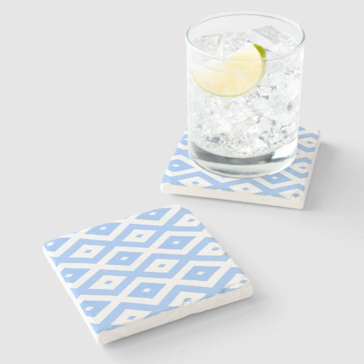 Blue and white diamond pattern steinuntersetzer (Seitenansicht)