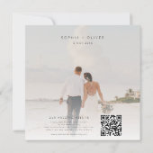 Blue and White Digital Beach Hochzeit Einladung (Rückseite)