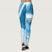 Blue and White Digital Fluid Art Marmor Leggings (Rückseite)