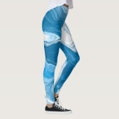 Blue and White Digital Fluid Art Marmor Leggings (Rechts)