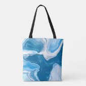 Blue and White Digital Fluid Art Marmor Tasche (Rückseite)