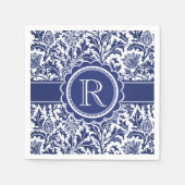 Blue and White Elegance William Morris Monogram Serviette (Vorderseite)