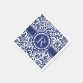 Blue and White Elegance William Morris Monogram Serviette (Ecke)