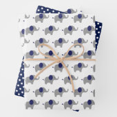 Blue and White Elephant Baby Dusche Geschenkpapier Set (Beispiel)