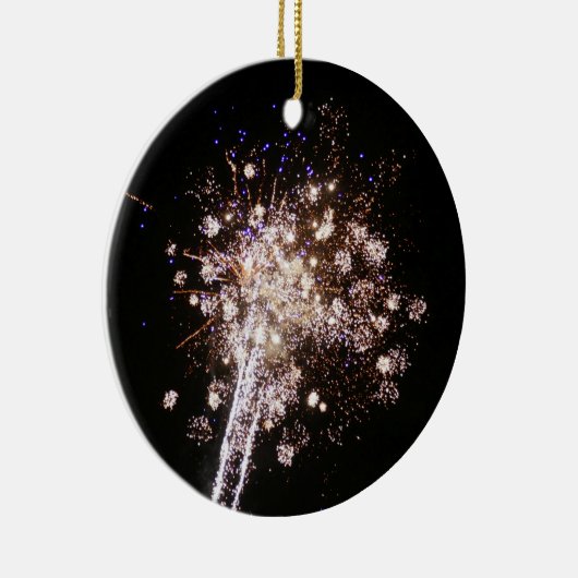 Blue and White Fireworks Keramik Ornament (Rechts)