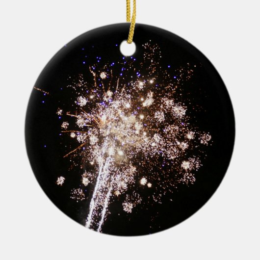Blue and White Fireworks Keramik Ornament (Vorne)