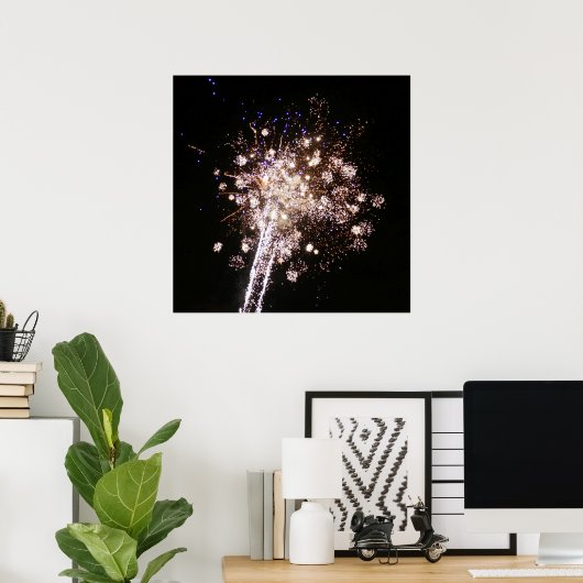 Blue and White Fireworks Poster (Heimbüro)