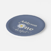 Blue and White First Birthday Daisy Pappteller (Schrägansicht)