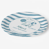 Blue and White First Birthday Party OneDerful Pappteller (Schrägansicht)