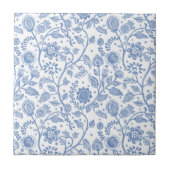 Blue and White Floral Botanical Pattern Modern Fliese (Vorderseite)