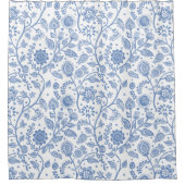 Blue and White Floral Botanical Pattern Whimsical Duschvorhang (Vorderseite)