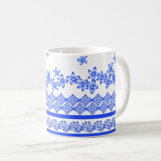Blue and White floral design, Kaffeetasse (VorderseiteRechts)