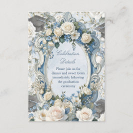 Blue and White Floral Graduation Celebration Detai Begleitkarte