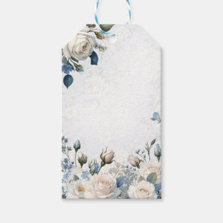 Blue and White Floral Graduation Gift Tag Geschenkanhänger