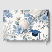 Blue and White Floral Graduation Guest Book Gästebuch (Rückseite)