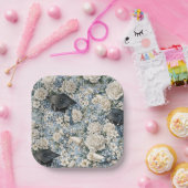 Blue and White Floral Graduation Party Paper Plate Pappteller (Party)