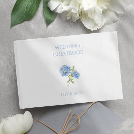 Blue and White Floral Hydrangea Wedding Gästebuch